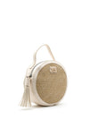 Xti Woven Front Round Crossbody Bag, Beige