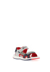 Xti Boys Velcro Strap Sandals, Grey and Red