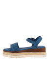 Xti Raffia Trim Platform Sandals, Blue