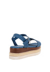 Xti Raffia Trim Platform Sandals, Blue