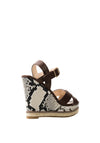 Xti Womens Snake Print Wedged Sandals, Brown