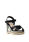 Xti Womens Snake Print Wedged Sandals, Black