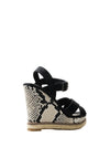 Xti Womens Snake Print Wedged Sandals, Black