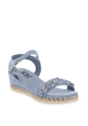 Xti Girls Diamante Flower Wedged Sandals, Jean Blue