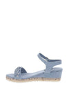 Xti Girls Diamante Flower Wedged Sandals, Jean Blue