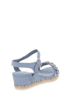 Xti Girls Diamante Flower Wedged Sandals, Jean Blue