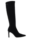 Xti Faux Suede Pointed Toe Heeled Long Boots, Black