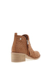 Xti Laser Cut Zip Block Heel Boots, Camel