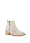 Xti Laser Cut Zip Block Heel Boots, Ice