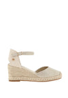 Xti Buckled Strap Metallic Wedged Shoes, Gold