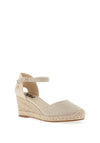 Xti Buckled Strap Metallic Wedged Shoes, Gold