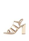 Xti Studed Block Heel Strappy Sandals, Beige