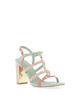 Xti Studed Block Heel Strappy Sandals, Pink