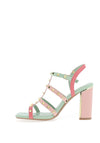 Xti Studed Block Heel Strappy Sandals, Pink