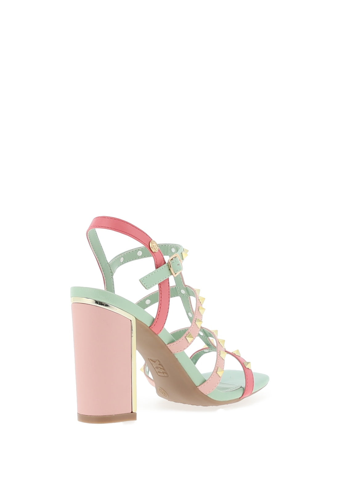 Xti Studed Block Heel Strappy Sandals, Pink