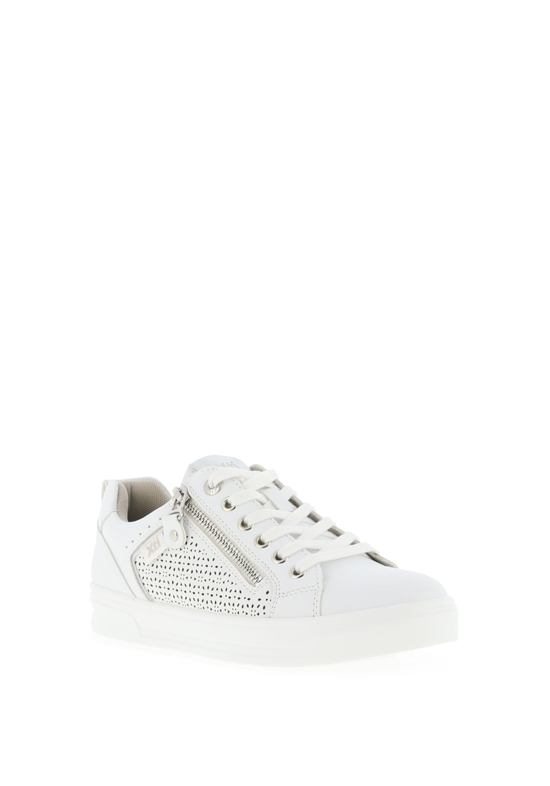 Xti Laser Cut Side Zip Trainers, White