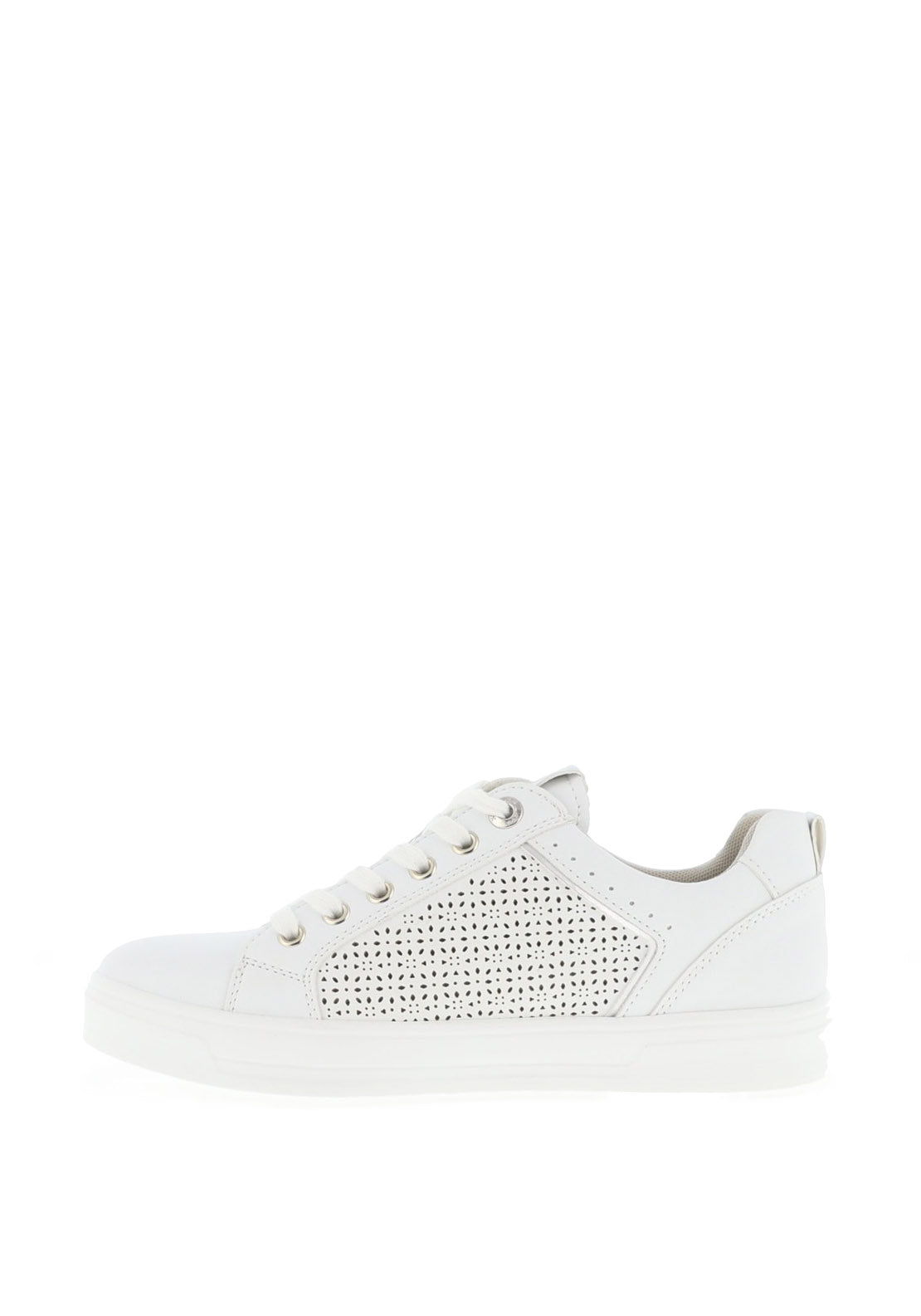 Xti Laser Cut Side Zip Trainers, White