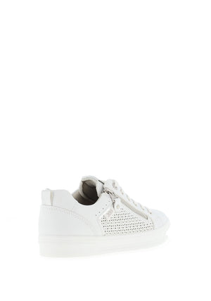 Xti Laser Cut Side Zip Trainers, White