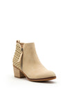 Xti Womens Woven Zip Block Heel Ankle Boots, Cream