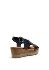 Xti Womens Faux Leather Vegan Wedged Sandals, Navy