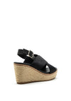 Xti Woven Metallic Wedged Sandals, Black