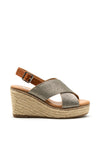 Xti Woven Metallic Wedged Sandals, Pewter