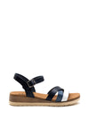 Xti Womens Ribbed Strappy Sandal, Navy Multi