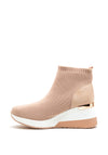 Xti Womens Knit Vegan Sock Boot Trainers, Nude