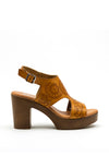 Xti Womens Cut out Block Heel Sandals, Mustard