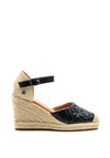 XTI Quilted Faux Leather High Woven Wedges, Black