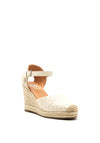 XTI Quilted Faux Leather High Woven Wedges, Nude