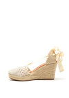 Xti Women Ankle Wrap Wedges, Beige