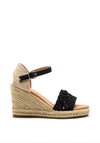 Xti Woven Knit Espadrille Wedge Sandals, Black