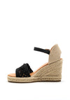 Xti Woven Knit Espadrille Wedge Sandals, Black