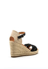 Xti Woven Knit Espadrille Wedge Sandals, Black
