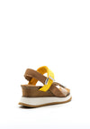 Xti Canvas Colour Block Velcro Wedge Sandals, Tan