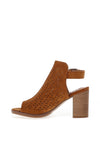 Xti Laser Cut Block Heel Mule Sandals, Camel