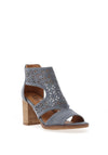 Xti Laser Cut Block Heel Mule Sandals, Jeans Blue
