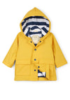 Hatley Baby Raincoat With Navy Stripe Lining, Yellow