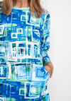 Leon Collection Shape Print Shift Dress, Blue & Green