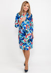Leon Collection Zip Collared Print Dress, Blue Multi