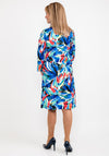 Leon Collection Zip Collared Print Dress, Blue Multi