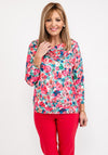 Leon Collection Floral Cowl Neck Top, Fuchsia Multi