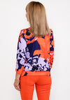 Leon Collection Knot Hem Print Top, Purple & Orange