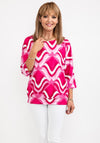 Leon Collection Abstract Print Top, Cerise