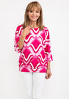 Leon Collection Abstract Print Top, Cerise