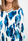 Leon Collection Multi Animal Print Top, White & Blue