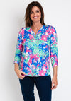 Leon Collection Half Zip Print Top, Multi