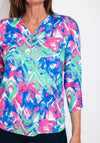 Leon Collection Half Zip Print Top, Multi