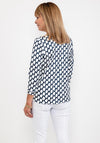 Leon Collection Wave Print Top, Navy & White